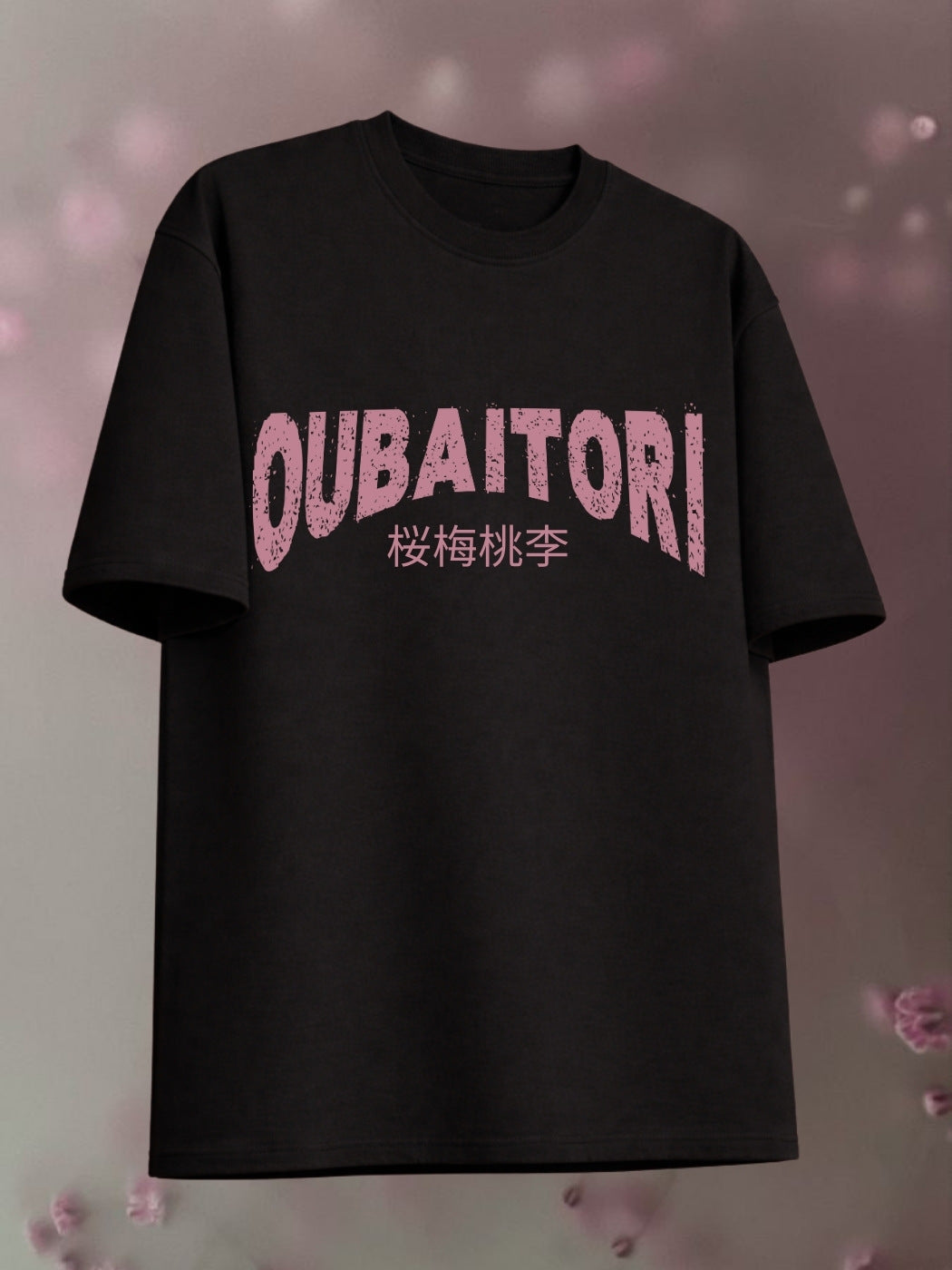 Blossom Oubaitori  Black Oversized Tee