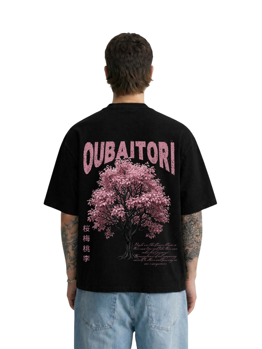 Blossom Oubaitori  Black Oversized Tee